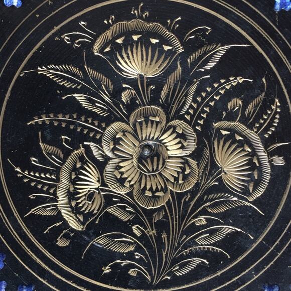 Whimsigoth catch all dish Black Dark Academia Goth Brass Floral Vintage - Picture 3 of 10